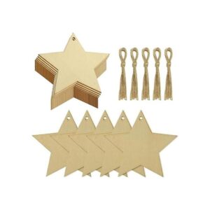obmwang 50 piezas de recortes de estrella de madera