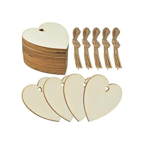 obmwang 50 Pieces 3 Natural Heart Wood Slices DIY Wooden