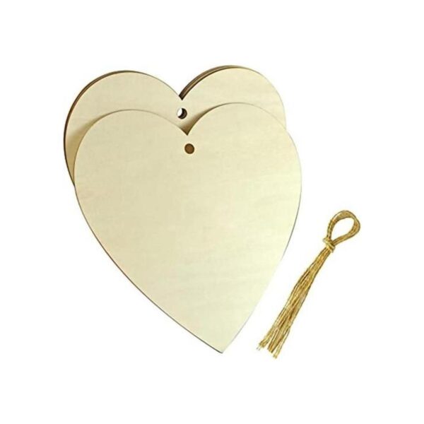 obmwang 4 corazones de madera natural de 11.5 x 11