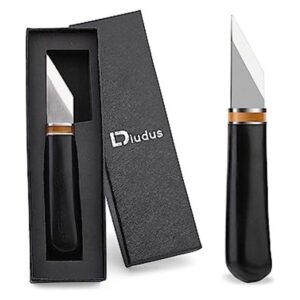 DIUDUS Cuchillo de corte de cuero con mango de madera_1
