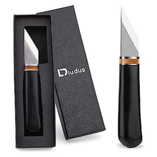 DIUDUS Cuchillo de corte de cuero con mango de madera_1