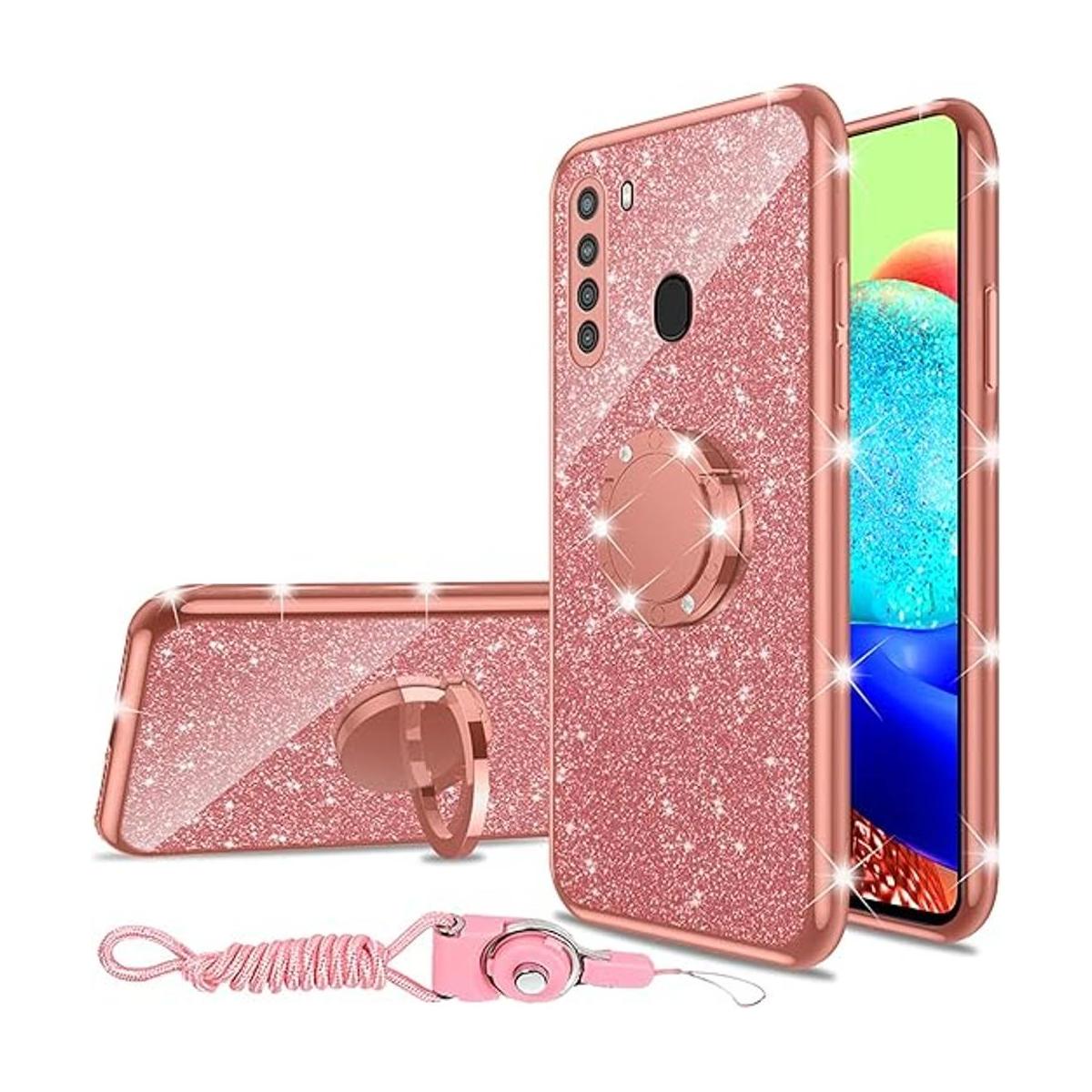 Linda funda para Samsung Galaxy A21 con purpurina de lujo