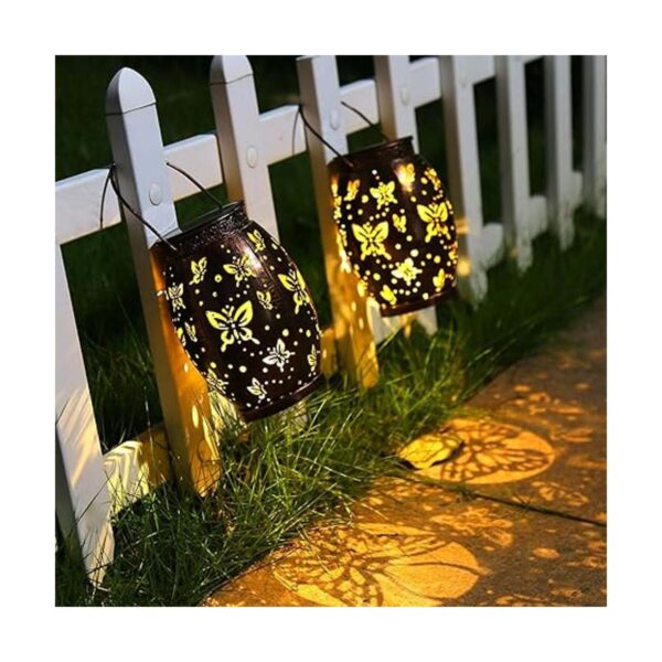 Paquete de 2 linternas solares colgantes de mariposa_2