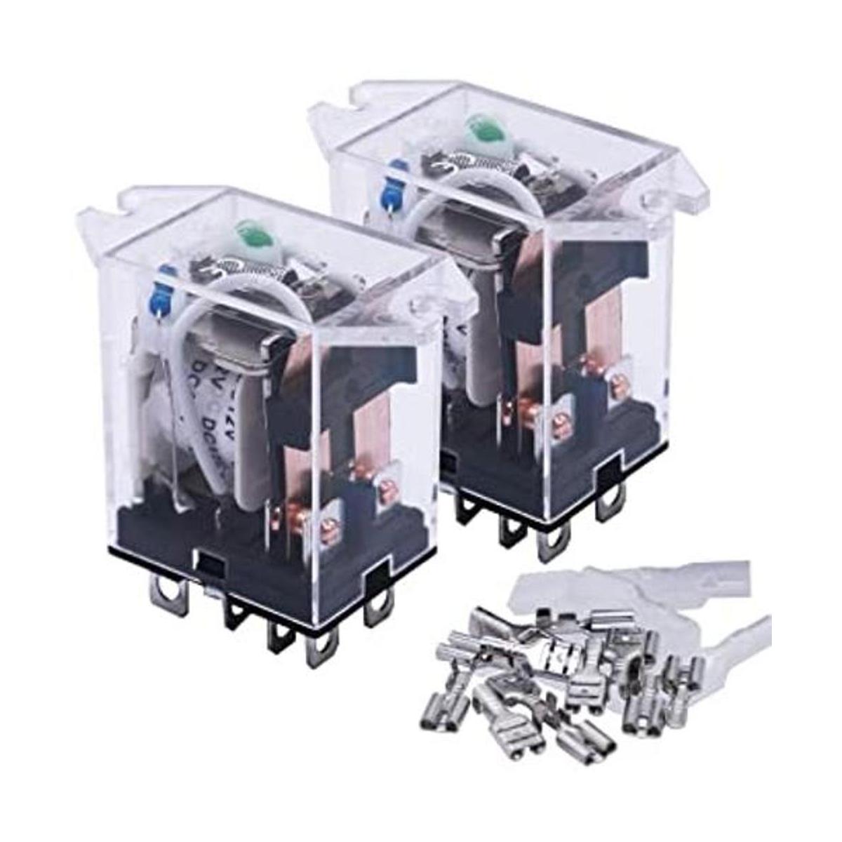 mxuteuk 2pcs DC 12V Coil 8 Pin 10A DPDT LED Indicator