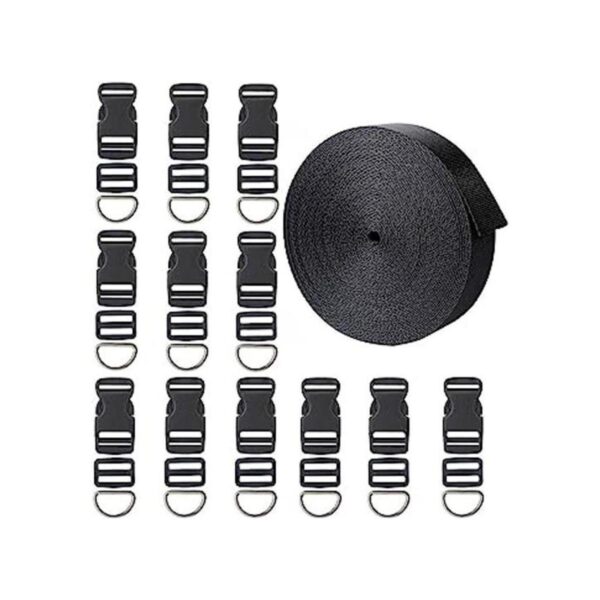 Correas pesadas de nailon negro de 12 yardas con 12 juegos