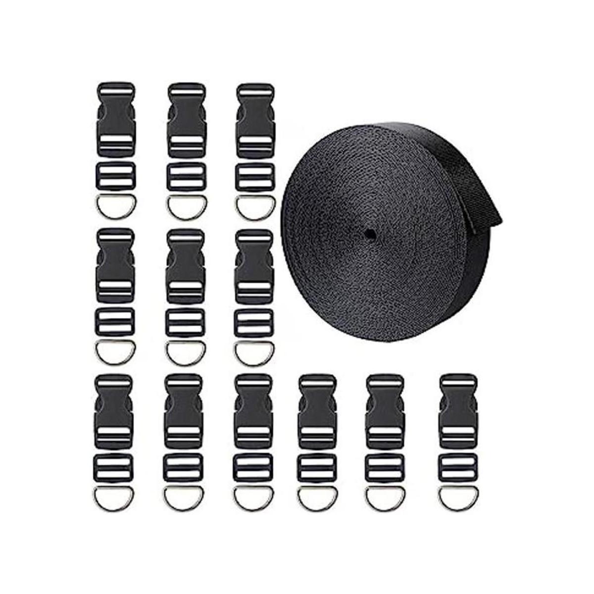 Correas pesadas de nailon negro de 12 yardas con 12 juegos