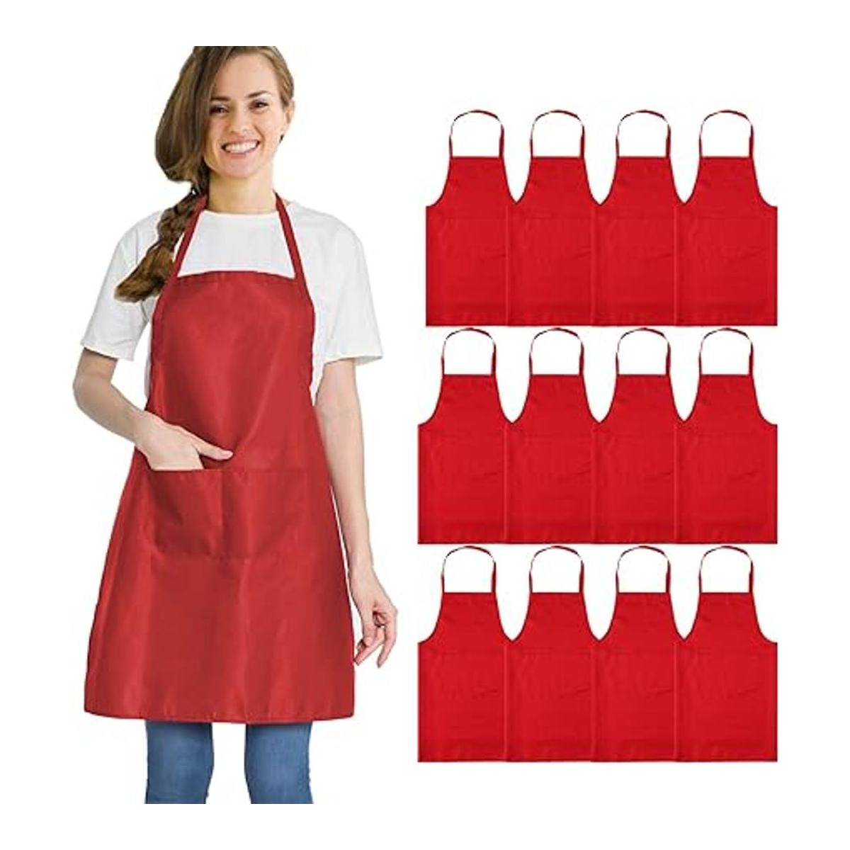 multifuns Paquete de 12 delantales rojos para mujeres y