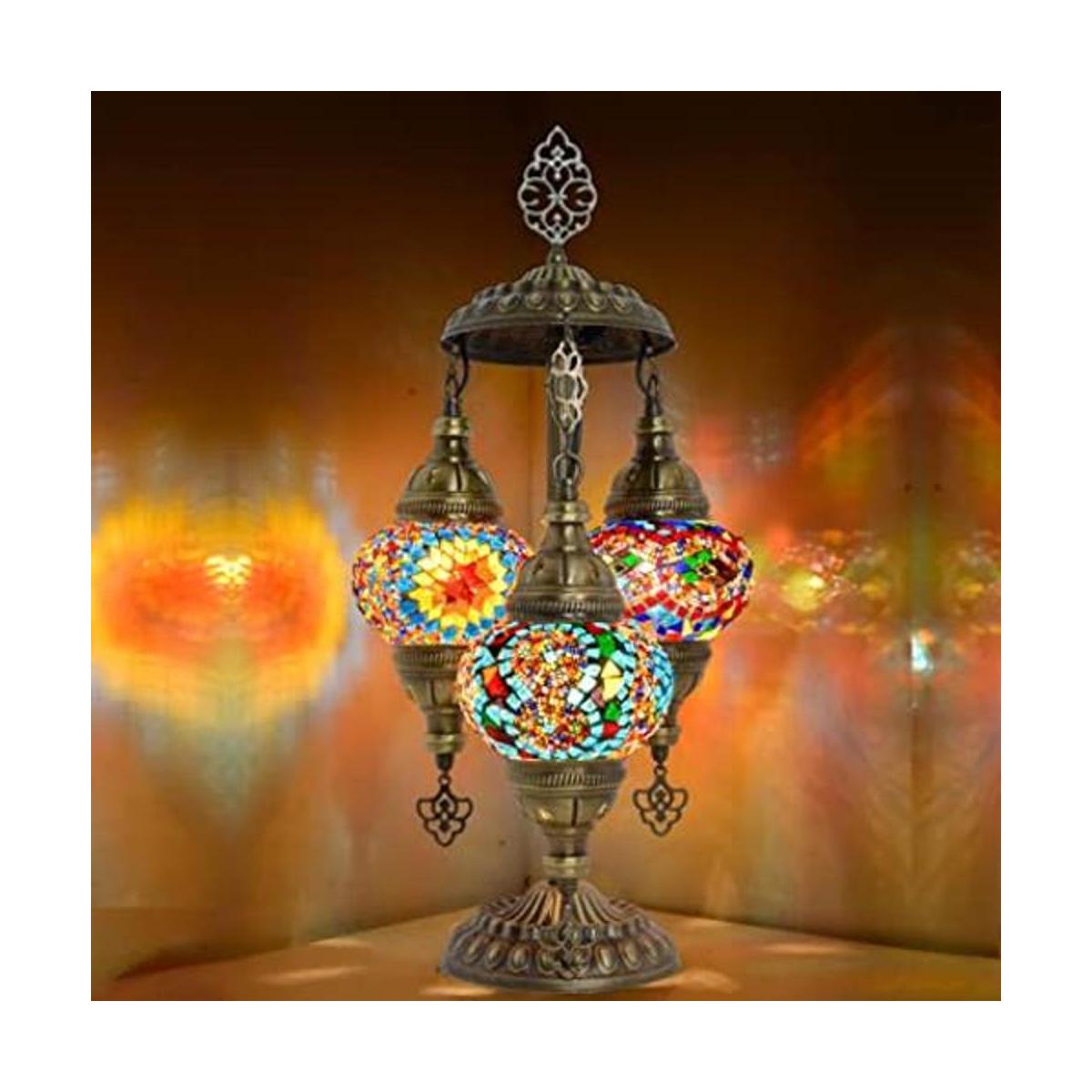 MOZAIST Tiffany Lámpara de mesa turca de vitral 3