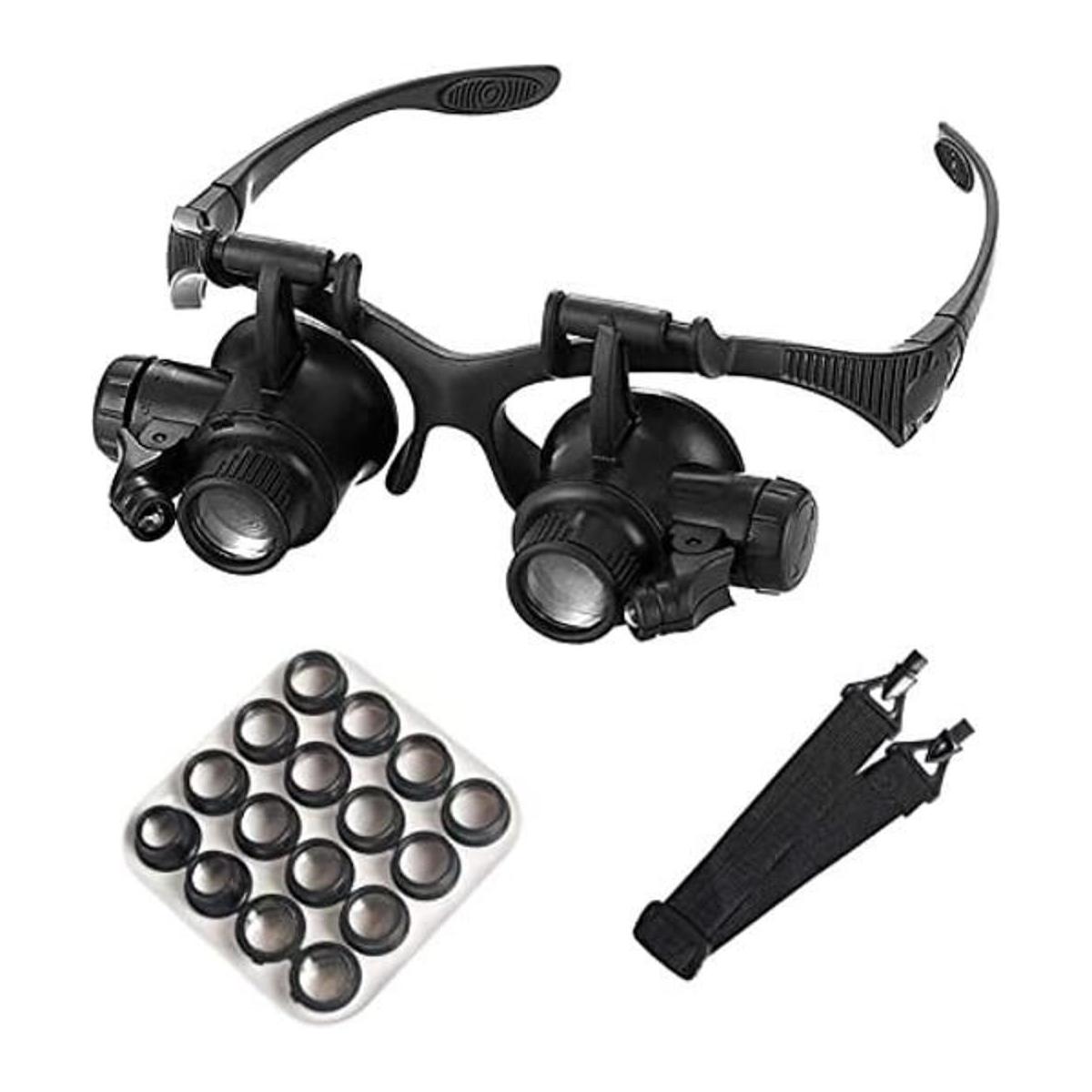 mlogiroa Lupa montada en la cabeza con luz LED lupa