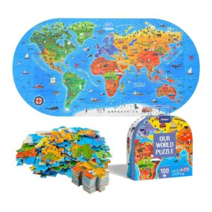 Mideer Rompecabezas de mapa mundial para niños de 4 a 8_1