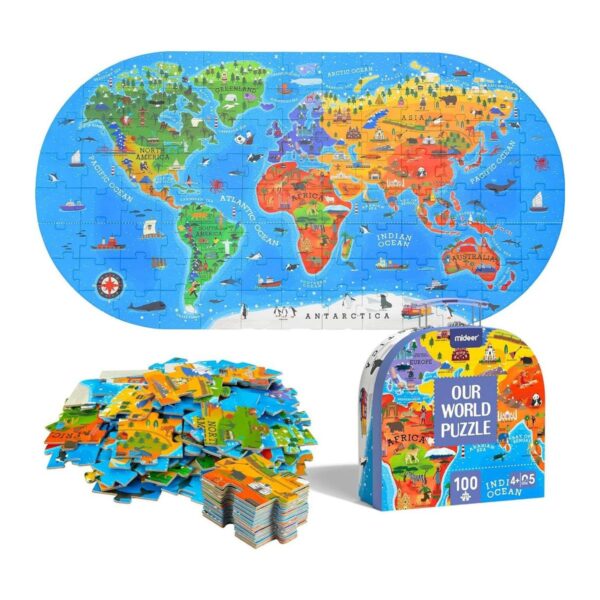 Mideer Rompecabezas de mapa mundial para niños de 4 a 8_1