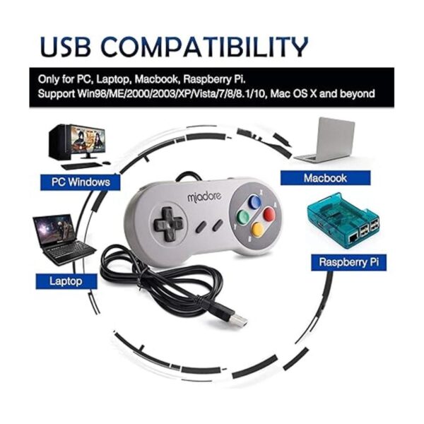 2 Pack USB Controller for SNES Retro Gaming miadore USB
