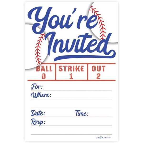 Invitaciones para fiestas 20 Count de béisbol con sobres_1