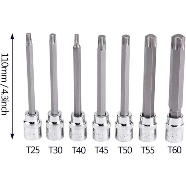 Juego de llaves Torx Star extra largas de 7 piezas T25T60