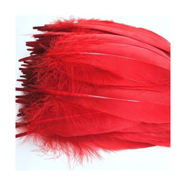 100 plumas de ganso natural teñidas en rojo de 6 a 8
