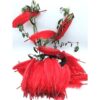 100 plumas de ganso natural teñidas en rojo de 6 a 8