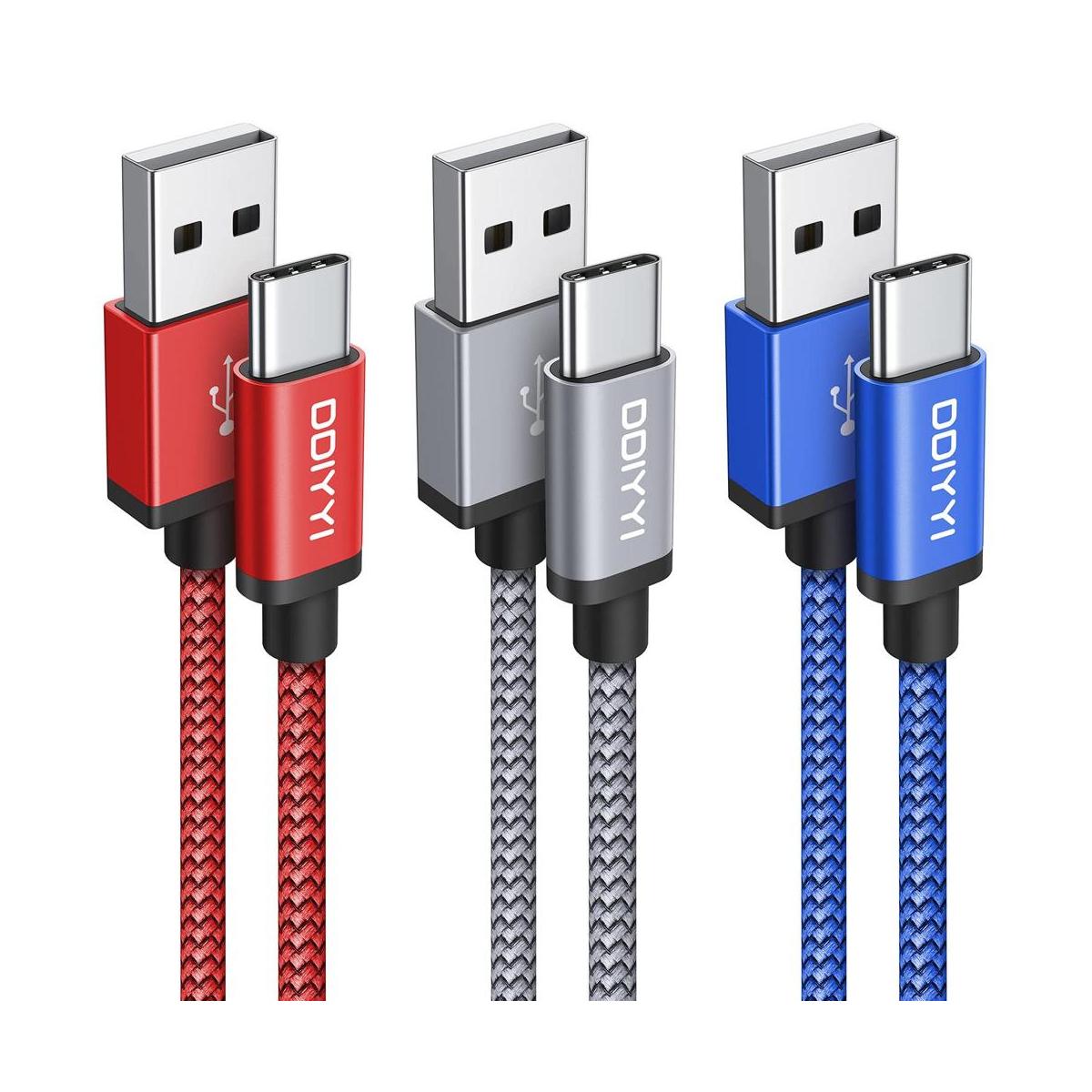 DDIYYI Cable USB tipo C largo de carga rápida 3 unidades