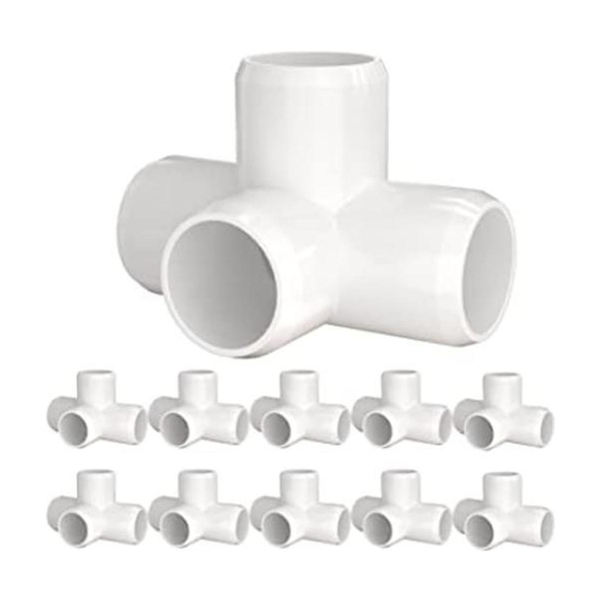 Paquete de 10 conectores de PVC de 4 vías de 1 pulgada
