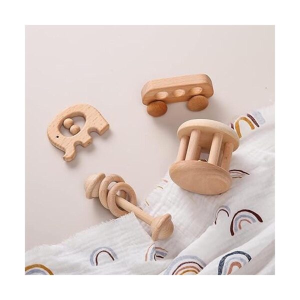 Juguete de sonajero de madera orgánica para bebés rodillo_2
