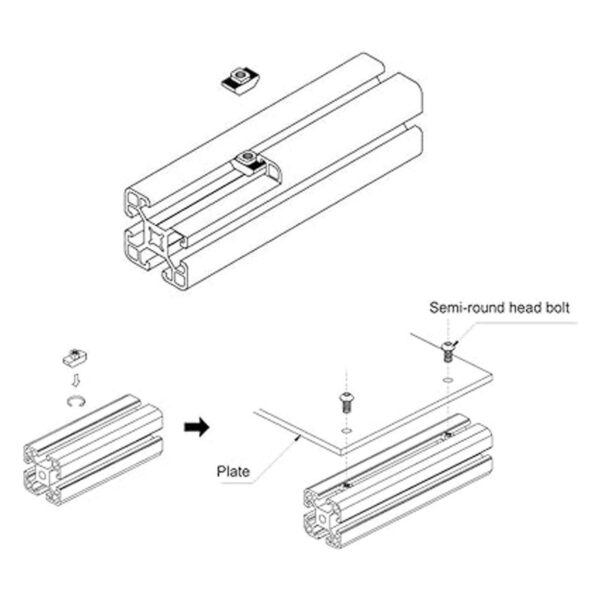 50 PCS 3030 Series Post Assembly M3 T Tuerca_3