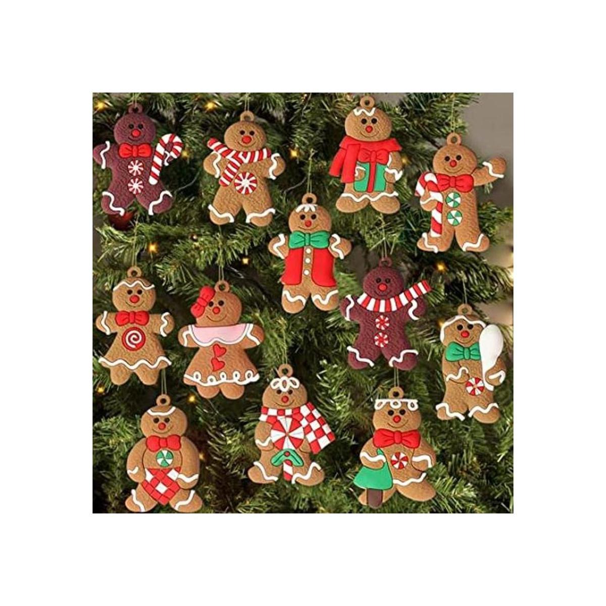12pcs Gingerbread Man Ornaments for Christmas Tree