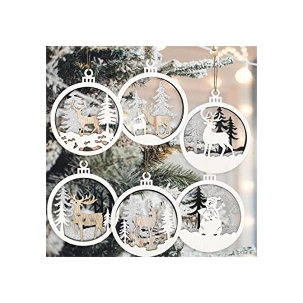 Juego de 6 adornos rústicos de Navidad para decoración de