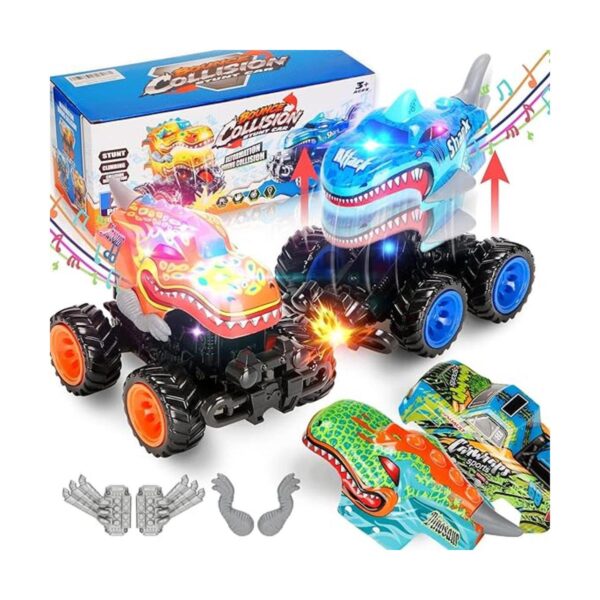 Kkmon Dinosaurio y tiburón iluminado Monster Truck_1
