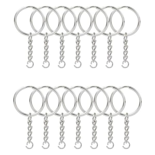 KINGFOREST 100 llaveros divididos con cadena de 1 pulgada