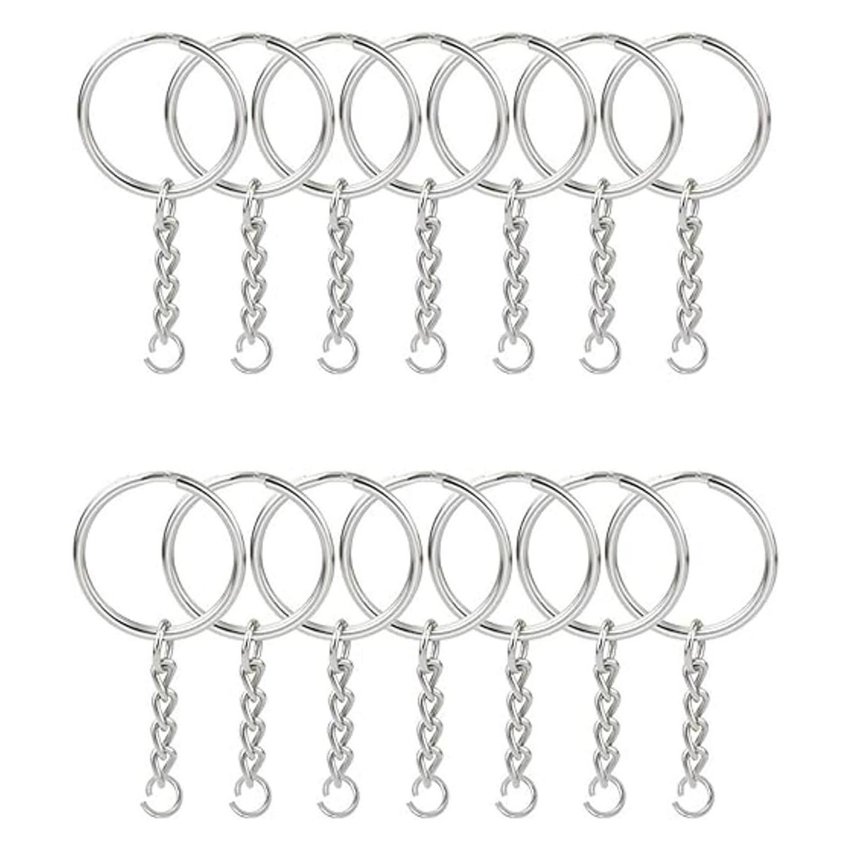 KINGFOREST 100 llaveros divididos con cadena de 1 pulgada