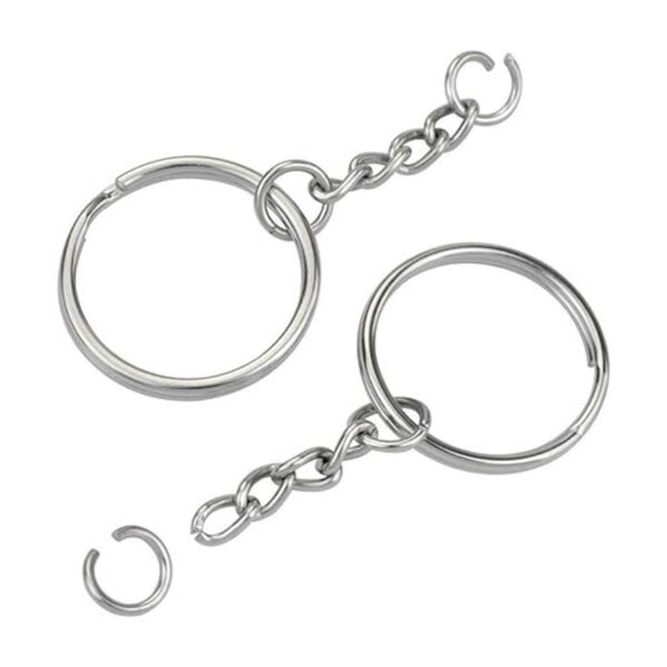 KINGFOREST 100 llaveros divididos con cadena de 1 pulgada