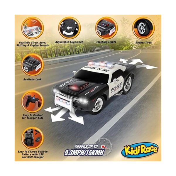 Automóvil de policía para niños KidiRace con control_3