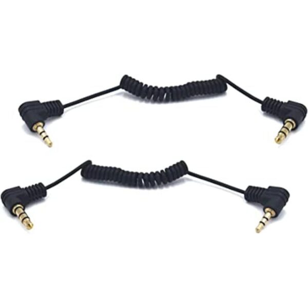Kework Paquete de 2 cables de audio mini en espiral de_1