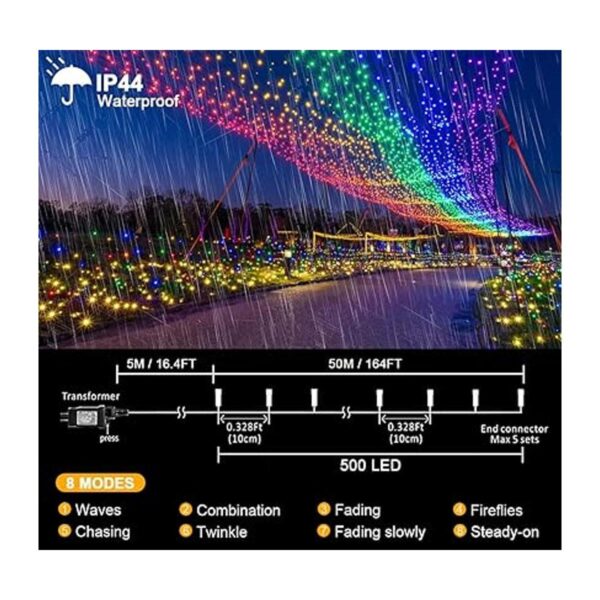 kemooie 500 luces LED de Navidad 164 pies 8 modos de