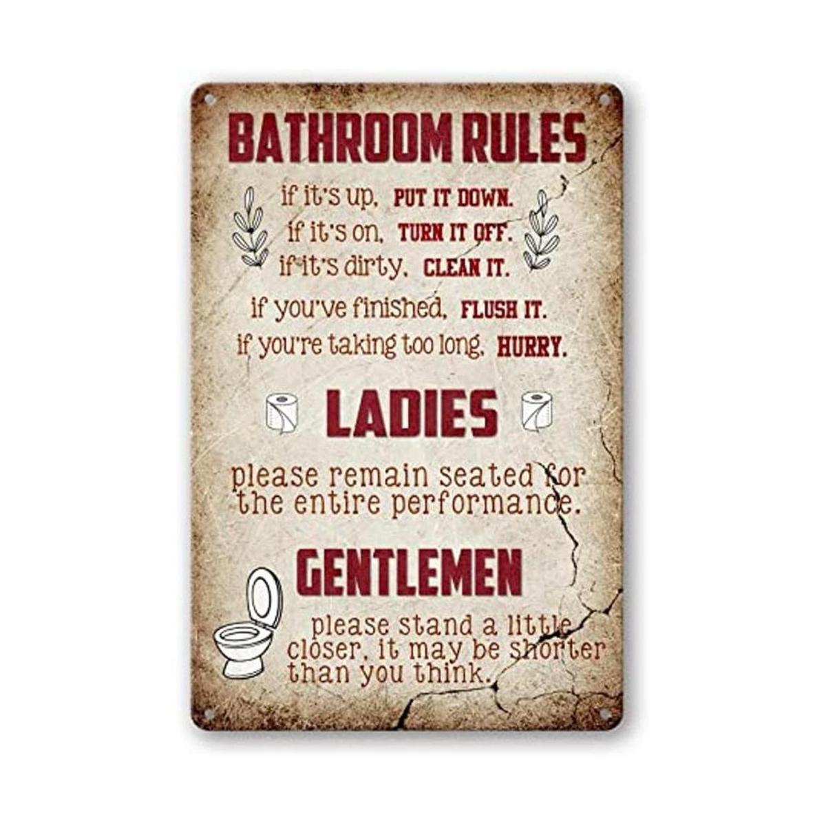 Ykhijet Reglas de baño retro vintage divertidas de 8 x 12