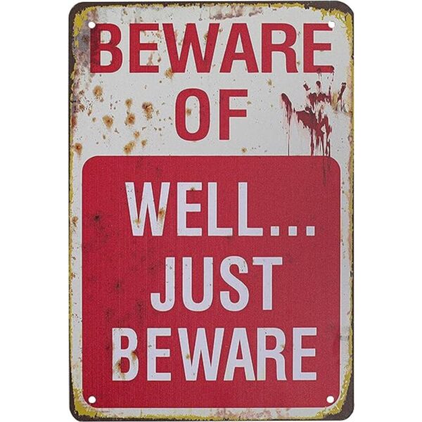 Kakasiy Cartel de metal con texto en inglés Beware of_1