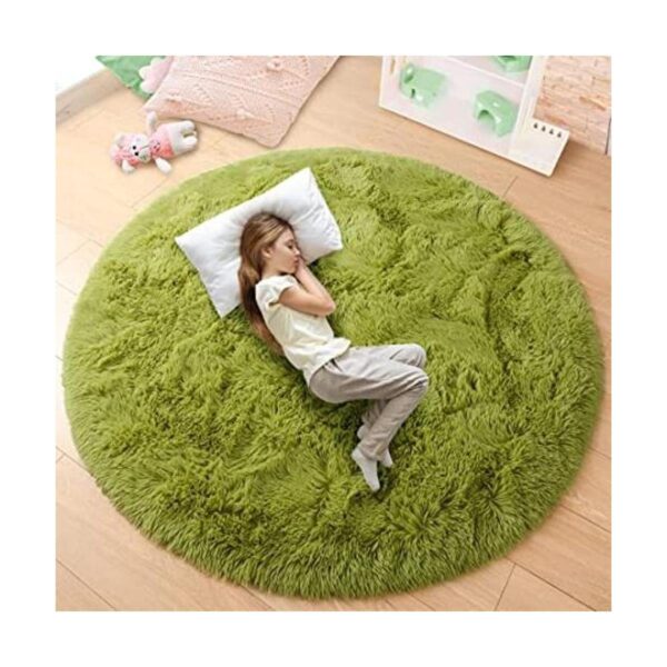 junovo Alfombra redonda y esponjosa para niños y niñas_1