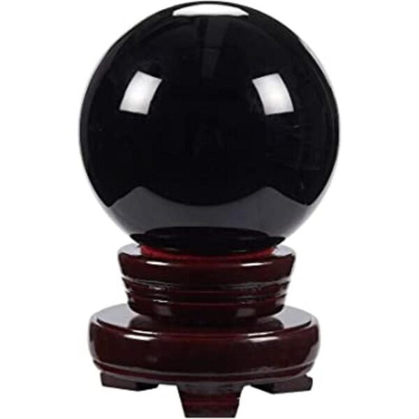 Esfera pequeña de bola de cristal de obsidiana negra con_1