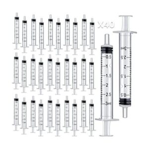 40 Pcs 3 ml3 cc Plastic Syringes No Needle Individually_1