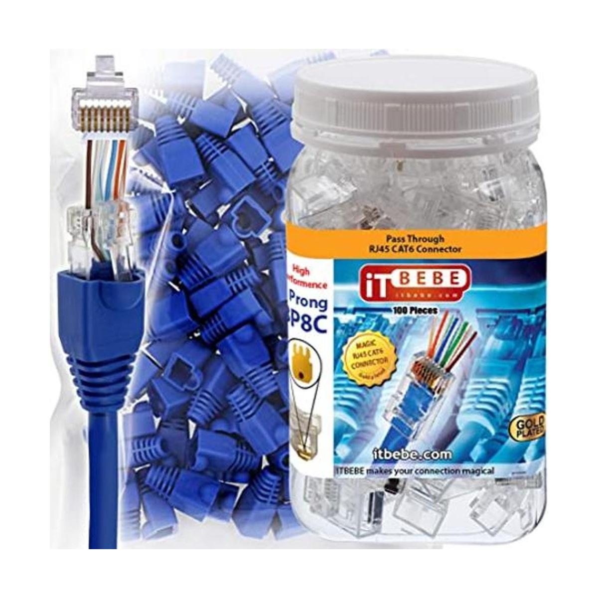 ITBEBE 100 juegos de conectores RJ45 Cat6 para cables de