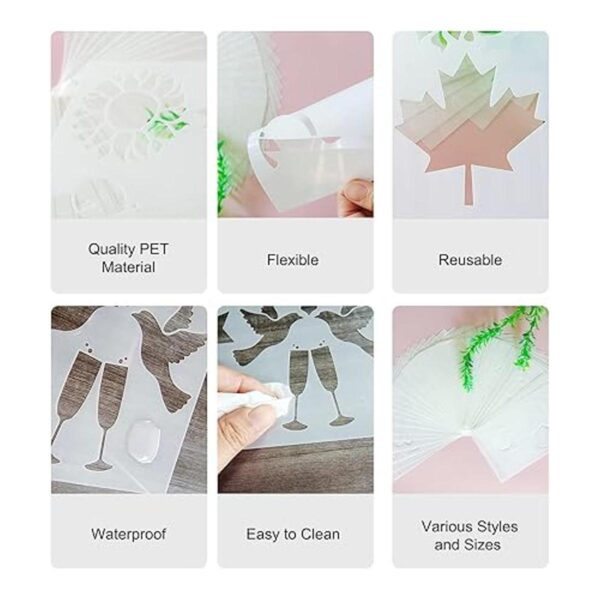 40 plantillas para pintura de cartas reutilizables con