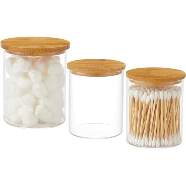 INIUNIK Paquete de 3 dispensadores de vidrio Qtip 20