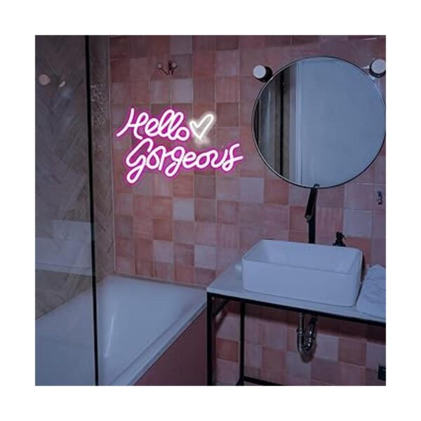 ineonlife Hello Gorgeous Letrero de neón rosa con luces_5