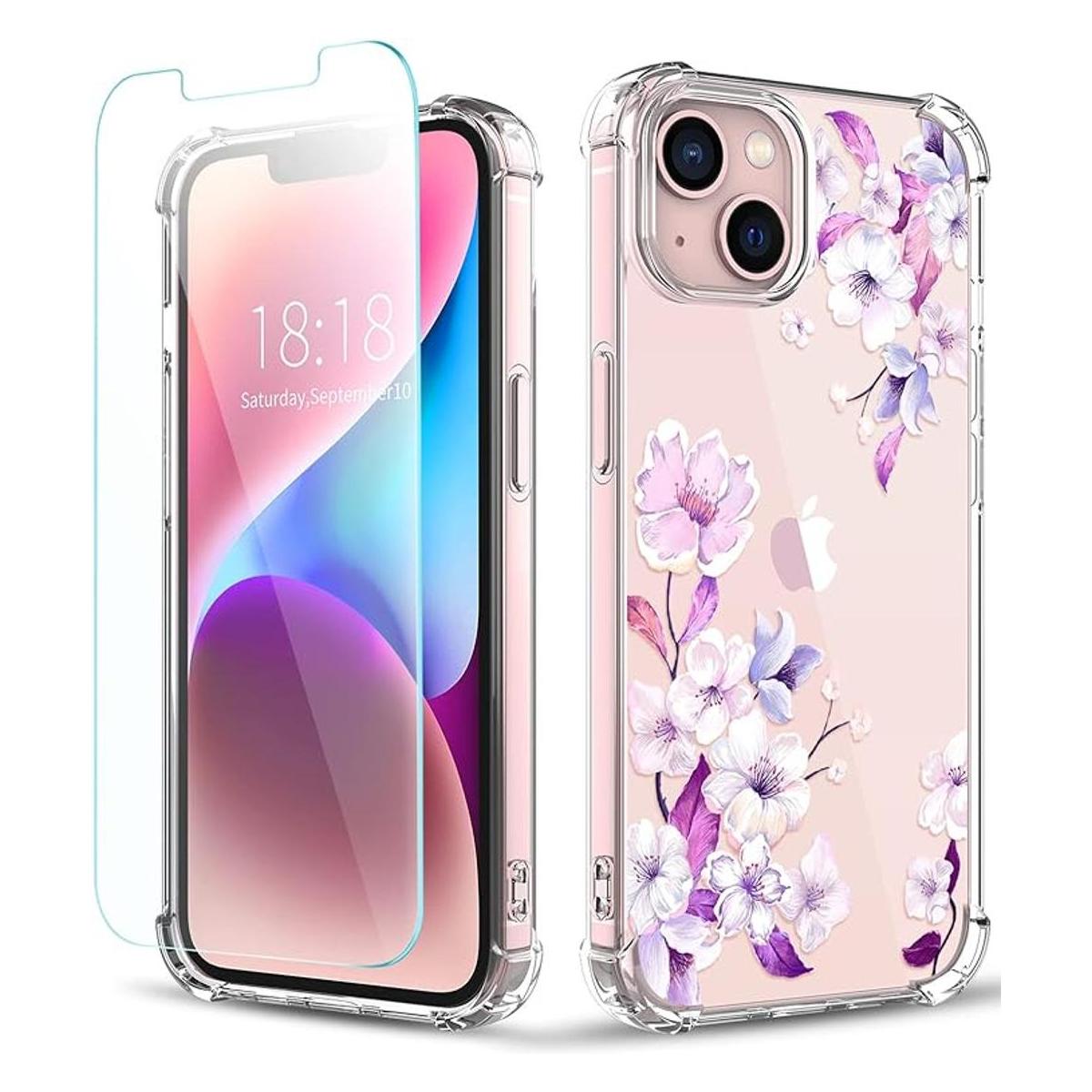 ilnehc Funda de diseño floral para iPhone 13 con