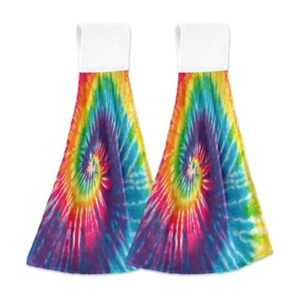 Aslsiy Swirl Rainbow Tie Dye Juego de 2 toallas de cocina