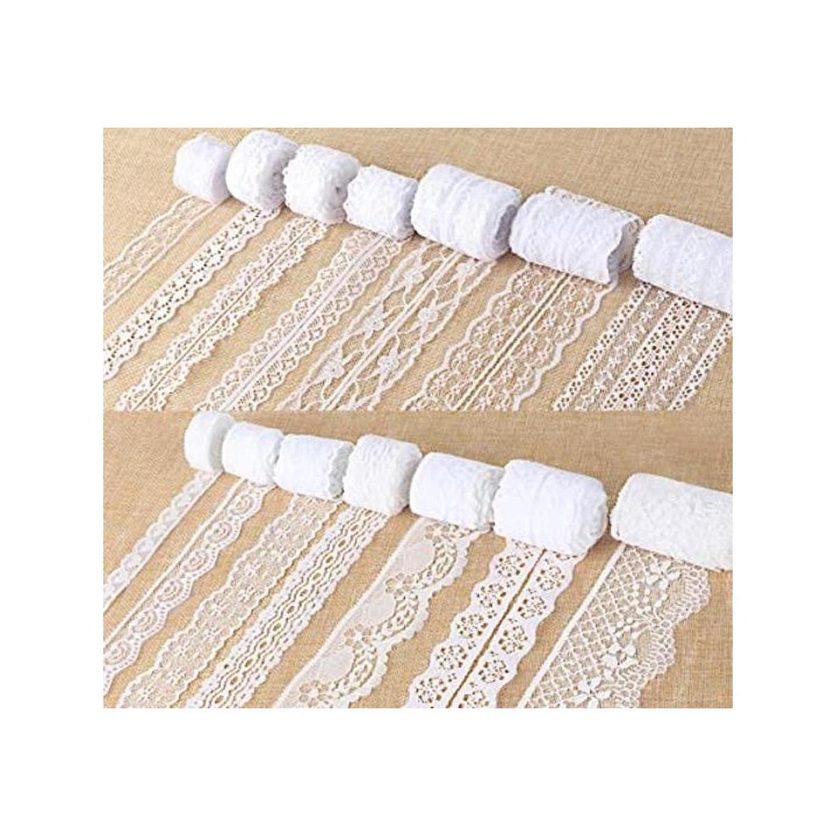 ilauke Cinta de encaje blanca 14 rollos de encaje de 0.6