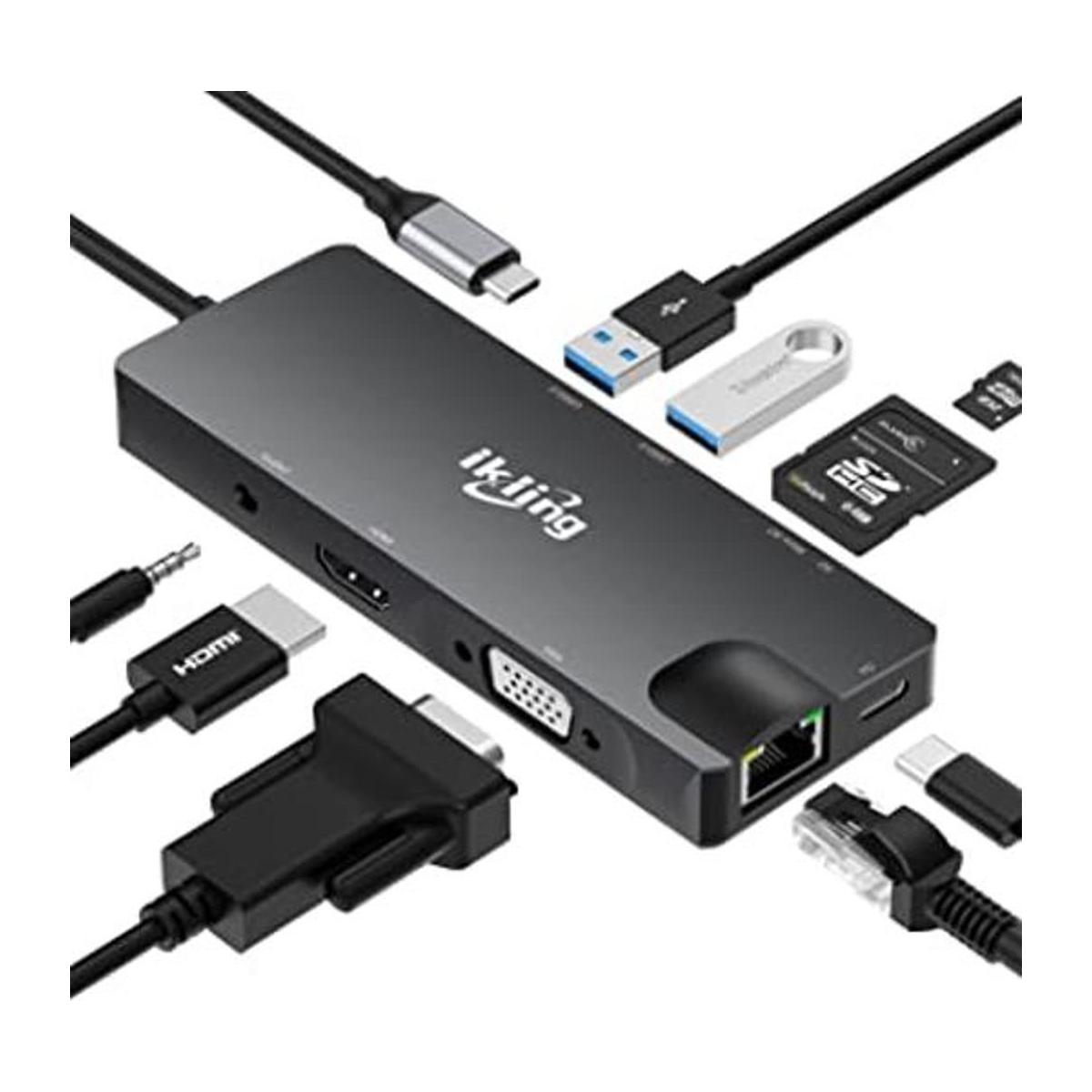 Hub USB C adaptador USB C 9 en 1 con USB C 4K a HDMI