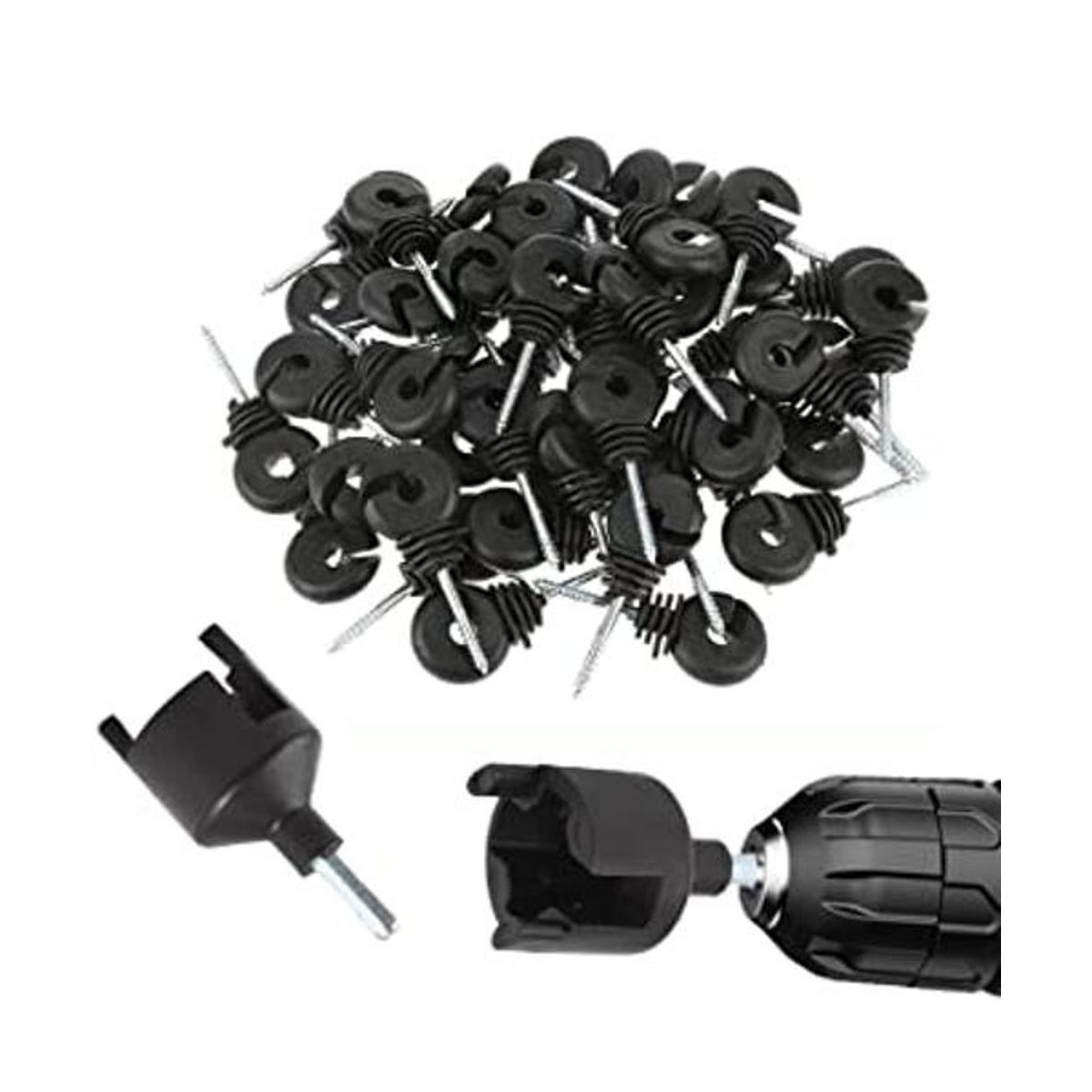 50 unidades aislantes eléctricos negros para valla