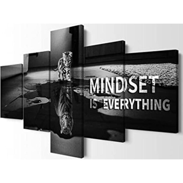 5 piezas de arte de pared inspirador Mindset Is Everything_1