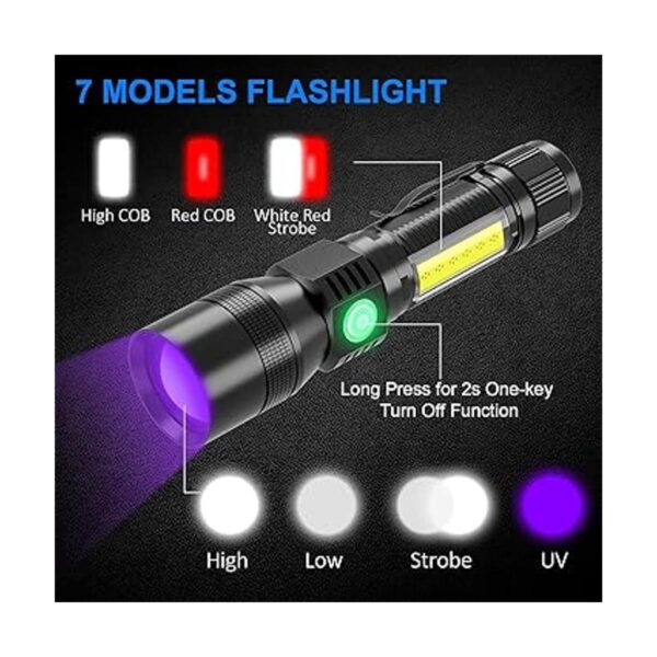 Linternas recargables 3 en 1 súper brillante luz negra