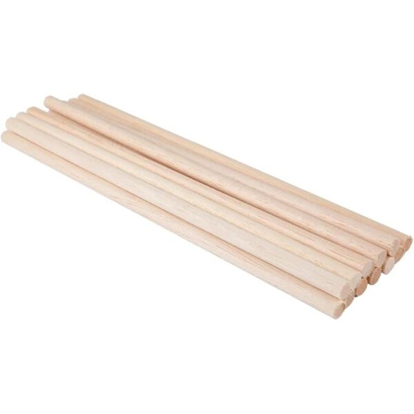 Paquete de 12 varillas redondas de madera de 38 x 38 x